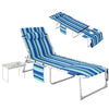 5-Position Folding Beach Lounger with Face Hole & Side Table