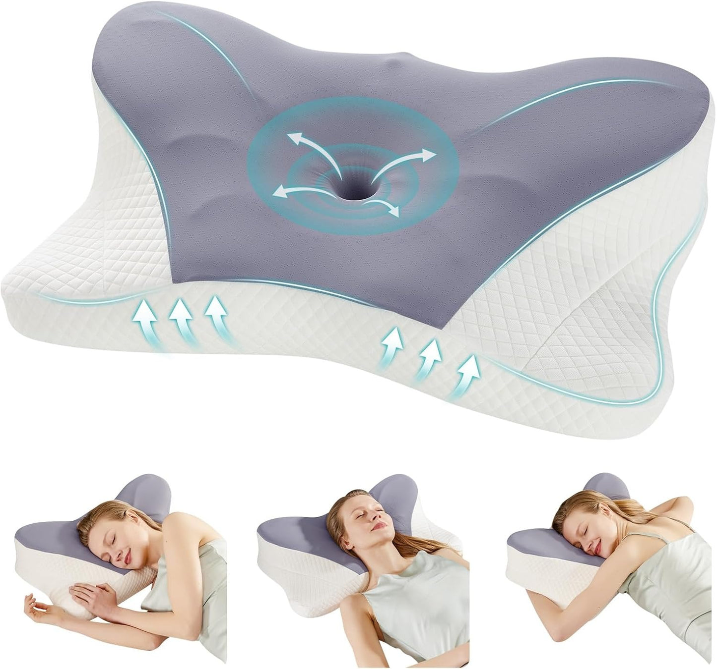 Premium Memory Foam Pillow (2-Pack) – Ergonomic Cooling Neck Support Pillow for Side and Back Sleepers