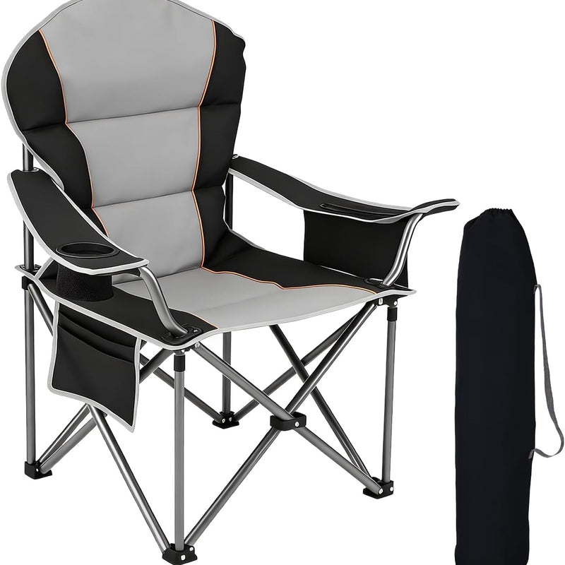 NEWBULIG Pro-Series XL Camping Chair: 500lbs Heavy Duty Support, Integrated Cooler & Padded Comfort