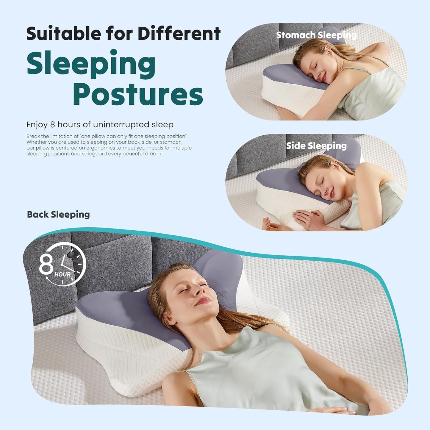 Premium Memory Foam Pillow (2-Pack) – Ergonomic Cooling Neck Support Pillow for Side and Back Sleepers
