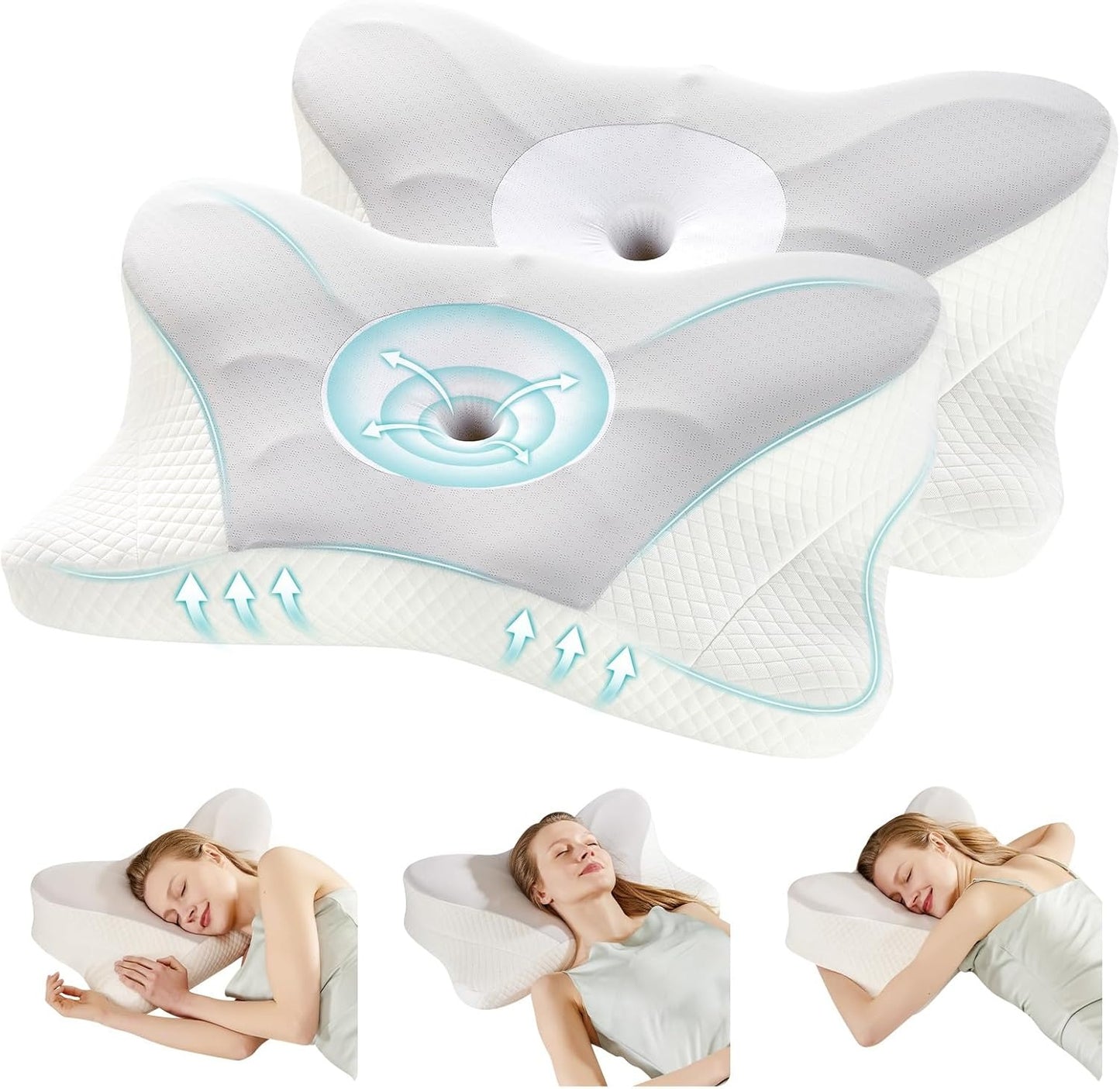 Premium Memory Foam Pillow (2-Pack) – Ergonomic Cooling Neck Support Pillow for Side and Back Sleepers