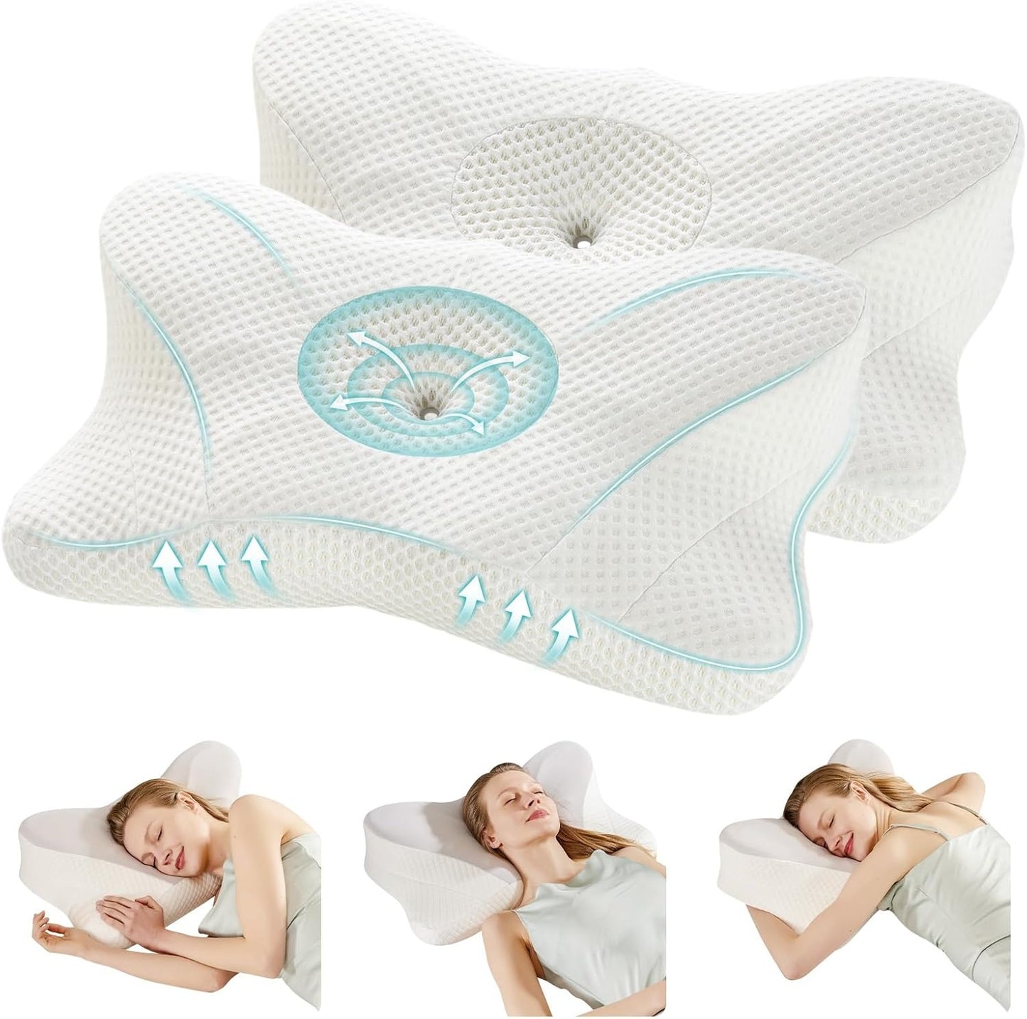 Premium Memory Foam Pillow (2-Pack) – Ergonomic Cooling Neck Support Pillow for Side and Back Sleepers