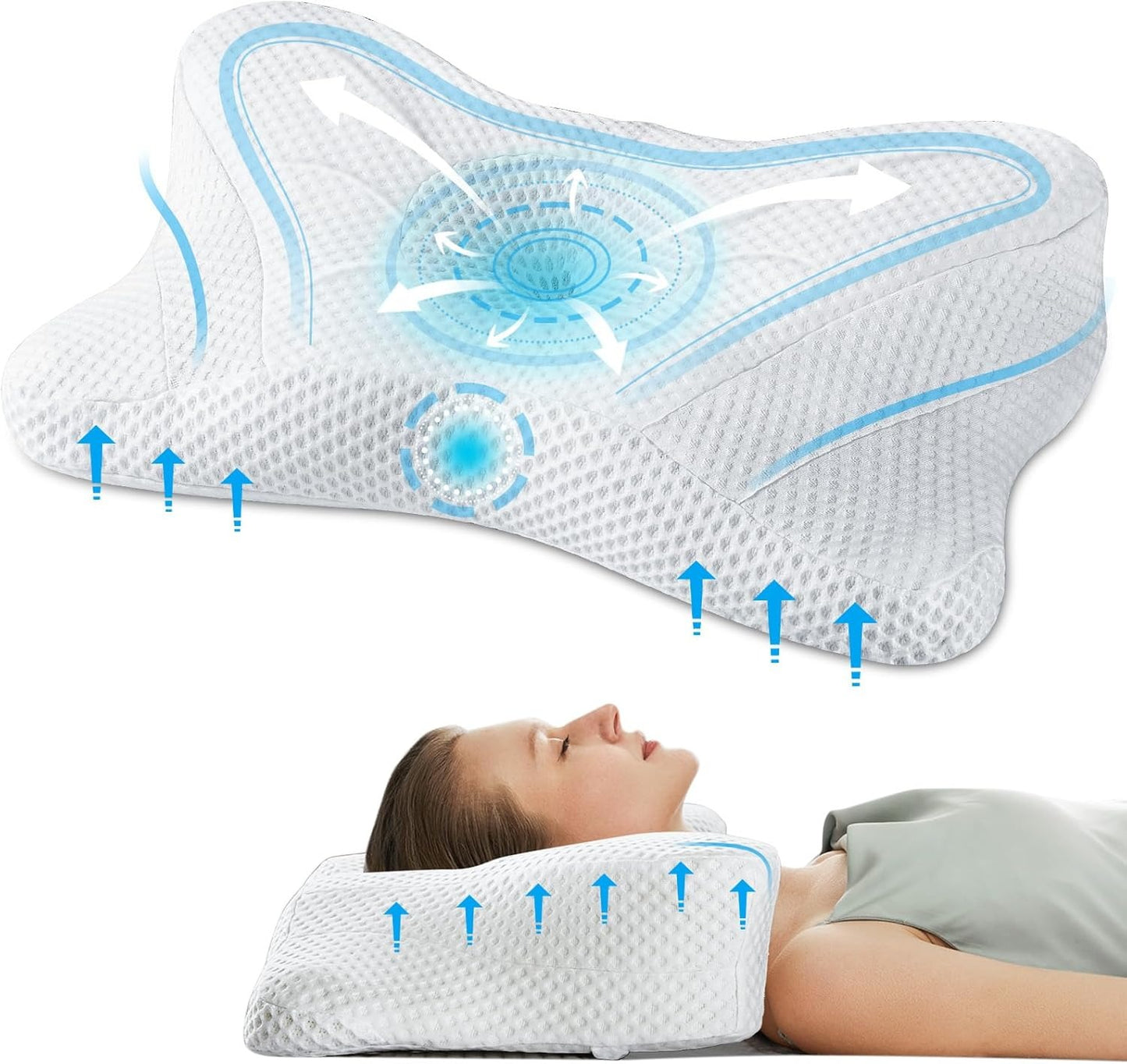 Premium Memory Foam Pillow (2-Pack) – Ergonomic Cooling Neck Support Pillow for Side and Back Sleepers